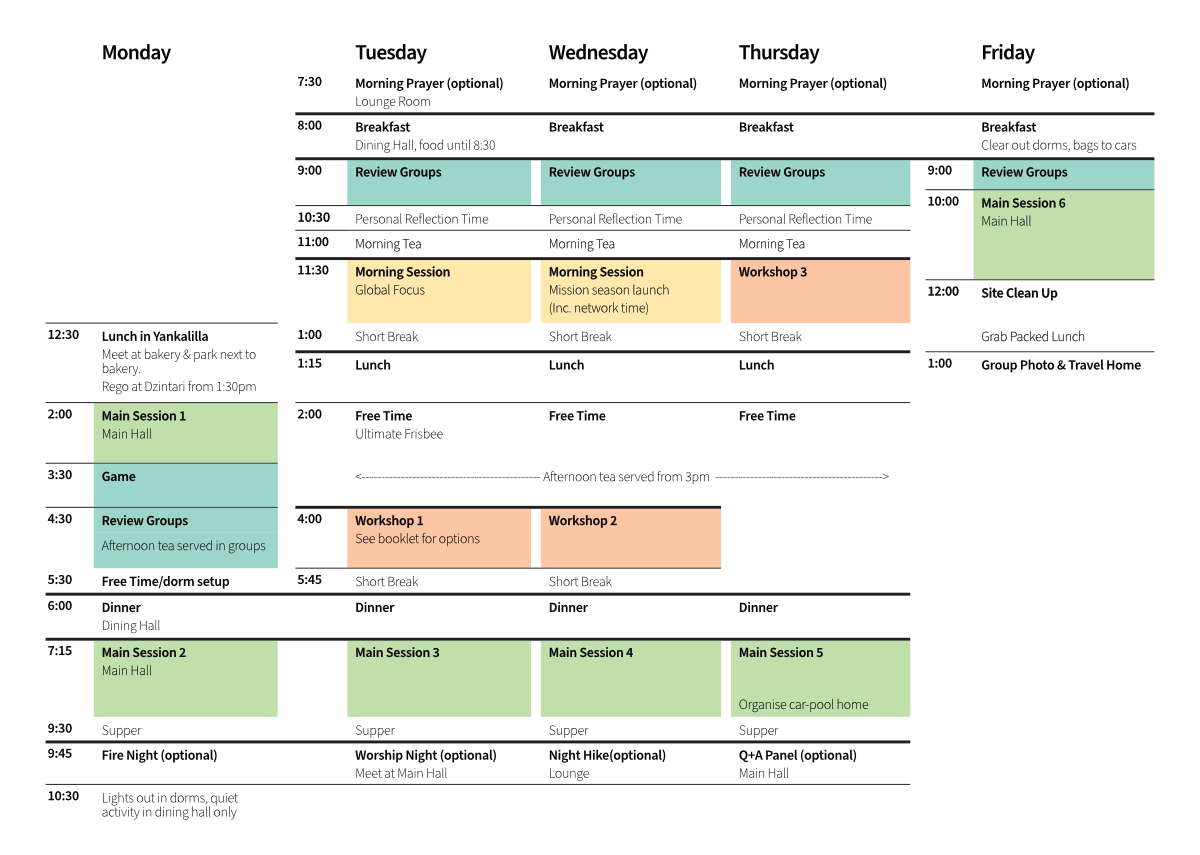 MYC Timetable
